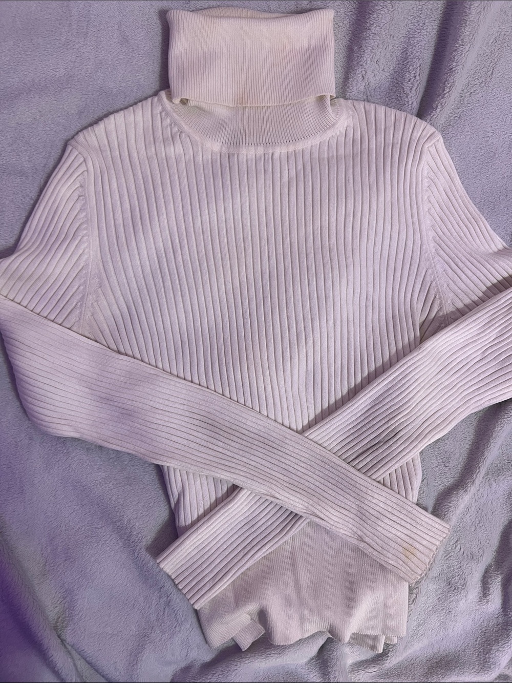 Zara Cream Ribbed Turtleneck Sweater